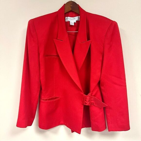 Lillie Rubin vintage red blazer with side buckle Sz 12 - Picture 1 of 6